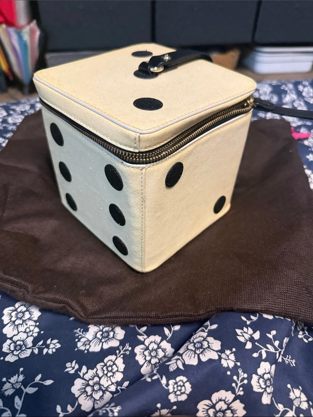 kate spade Cream Cube Wristlet with Black Accents